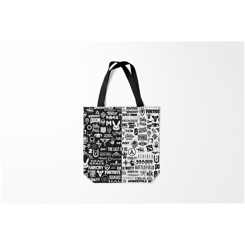 фото Сумка-шоппер / 40х40 см / геймерам / игры логотипы игр logo bombing games burnettie