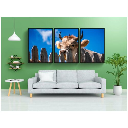 фото Набор модулных постеров для интерьера "корова, животное, домашний скот" 60x90 см. в тубусе, без рамки lotsprints