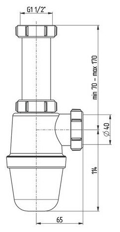 Сифон для мойки Akvater, 1 1/2" х 40 мм, без выпуска - фотография № 3