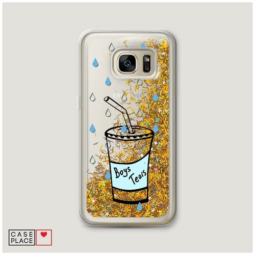Жидкий чехол с блестками Boys Tears на Samsung Galaxy S6 edge / Самсунг Галакси С 6 Эдж