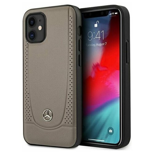 фото Кожаный чехол-накладка для iphone 12 mini mercedes genuine leather urban smooth/perforated hard, коричневый