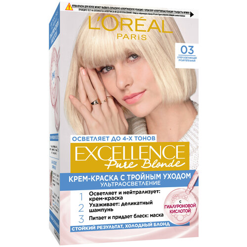 L'Oreal Paris Excellence стойкая крем-краска для волос, 03 суперосветляющий русый пепельный