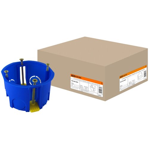Установочная коробка СП D68х45мм, саморезы, пл. лапки, синяя, IP20, TDM Electric (SQ1403-0001)