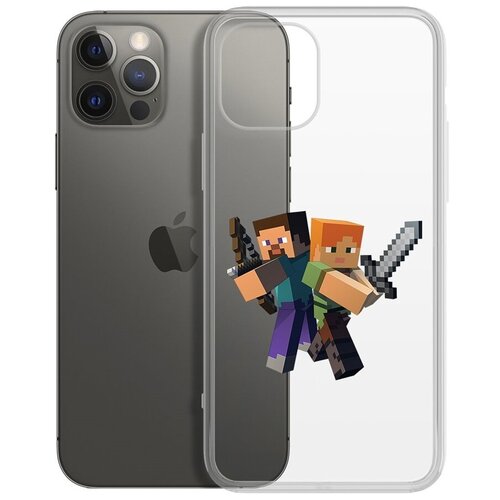 Чехол-накладка Krutoff Clear Case Стив и Алекс для iPhone 12/12 Pro чехол накладка krutoff soft case minecraft алекс для iphone 6 6s черный