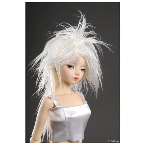 фото Dollmore 8-9 mohair short style wig white ii (парик короткий белый 20-23 см для кукол доллмор / пуллип)