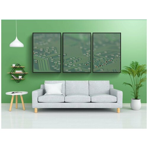 фото Набор модулных постеров для интерьера "печатная плата, компьютер, чип" 60x90 см. в тубусе, без рамки lotsprints