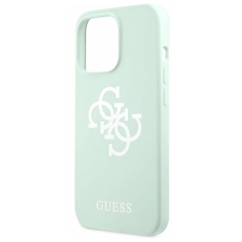 фото Guess для iphone 13 pro чехол liquid silicone 4g big logo hard blue