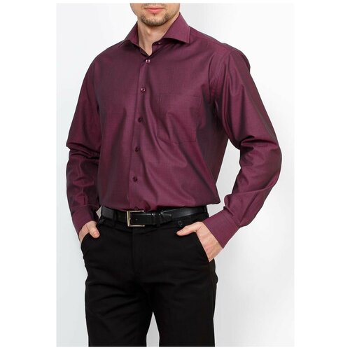 фото Рубашка мужская длинный рукав berthier heiko-64452/ comf-m(0), прямой силуэт / сlassic fit, цвет розовый, рост 174-184, размер ворота 45
