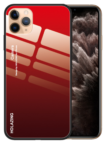 Чехол-бампер Чехол. ру для iPhone 11 Pro стеклянный из закаленного стекла с эффектом градиент зеркальный блестящий переливающийся красный