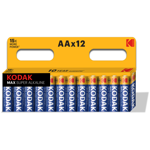 Батарейки Kodak LR6-12BL MAX SUPER Alkaline [KAA-12], 12шт батарейки kodak батарейка алкалиновая kodak max aa lr6 12bl 1 5в блистер 12 шт