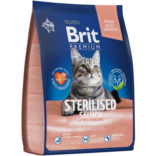 Сухой корм для стерилизованных кошек Brit Premium Sterilised с лососем и курицей 8 кг