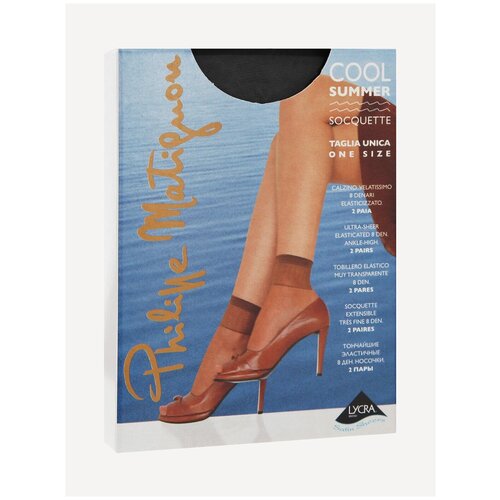 фото Носки philippe matignon, 8 den, 2 пары, размер 0 (one size), черный