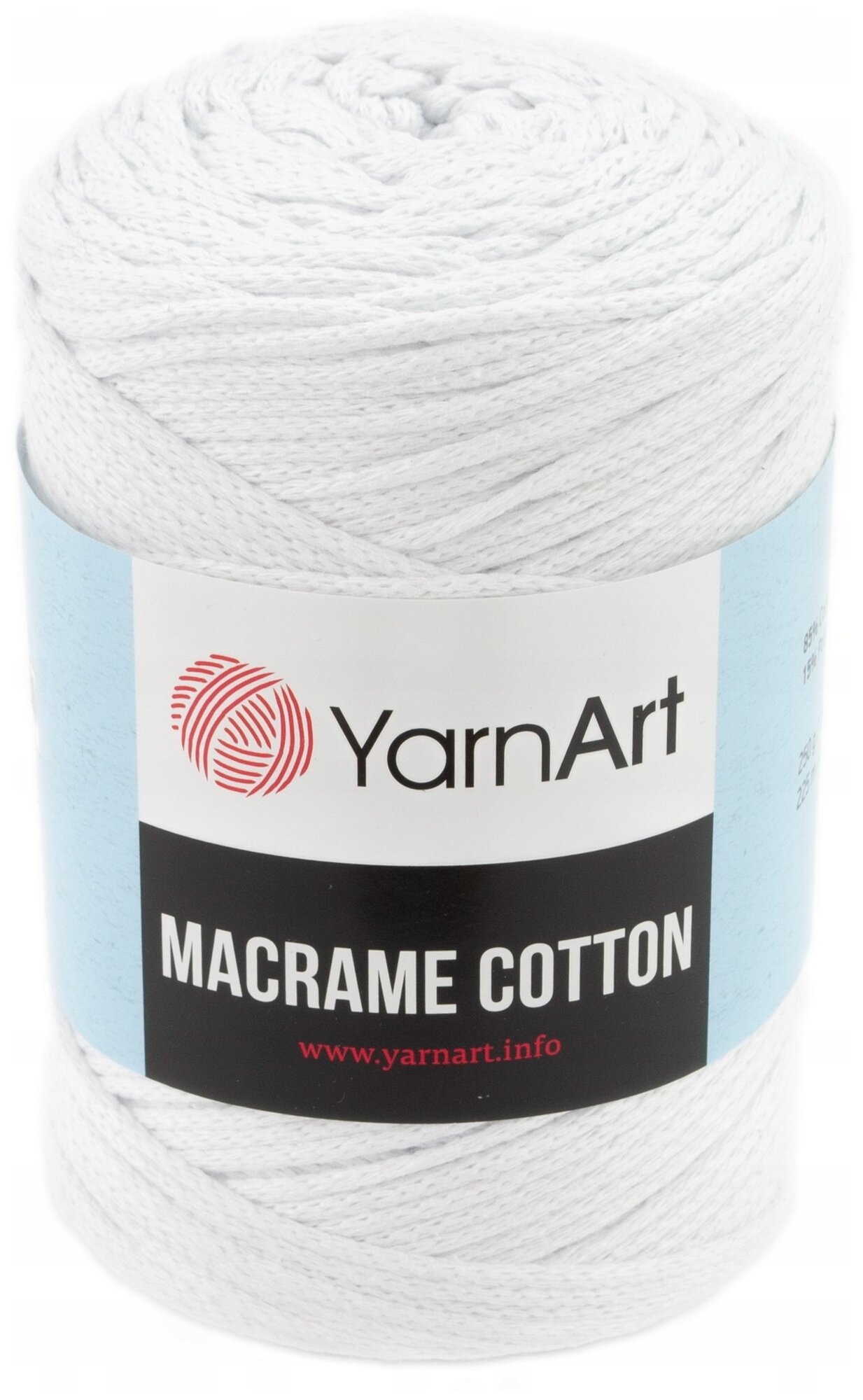 Пряжа "Macrame Cotton" 20% полиэстер,80% хлопок 225м/250гр (751 белый) - фотография № 3