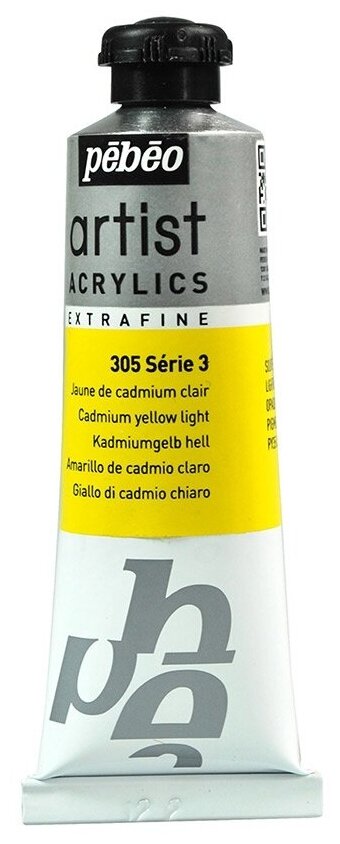 Краски акриловые PEBEO Artist Acrylics extra fine №3 37 мл 908-305 ярко-желтый кадмий