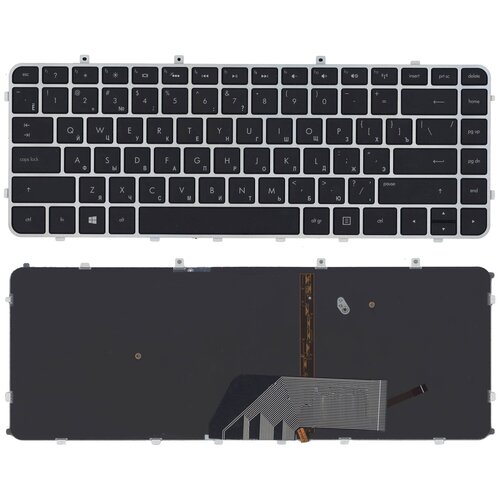 Клавиатура для ноутбука HP Envy 4-1000 Envy 6-1000 черная с серебристой рамкой и подсветкой 1220₽