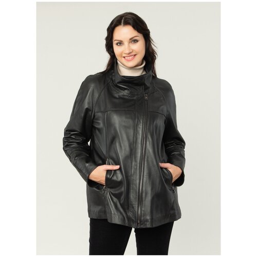 фото Кожаная куртка 241, каляев, размер 50, черный