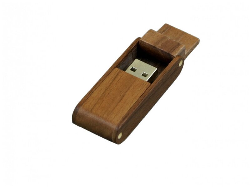 Раскладная деревянная прямоугольная флешка (64 Гб / GB USB 2.0 Красный/Red Wood3 Флэш накопитель apexto UW-0047 бамбук)