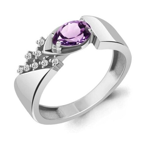 фото Серебряное кольцо aquamarine а6939304а с фианитом и аметистом diamant-online