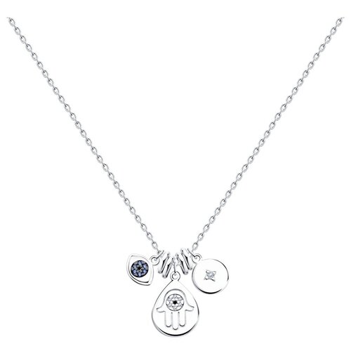 Серебряное колье 94070456 с фианитом SKLV, длина 40 см.