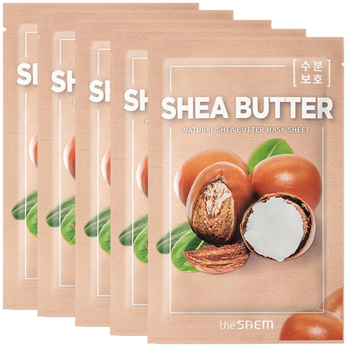 Маска для лица тканевая с экстрактом масла ши The Saem Natural Shea Butter Mask Sheet, 21 мл - 5 шт