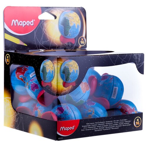 Maped Точилка Globe 051111, 16 шт. синий/красный