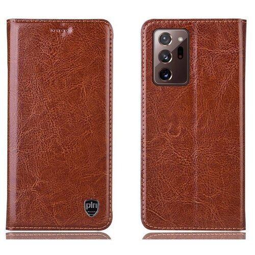 фото Чехол- книжка mypads premium для samsung galaxy note 20 ultra (sm- n985f) из качественной натуральной мраморной кожи буйвола прошитый элегантной прострочкой светло- коричневый с магнитной крышкой