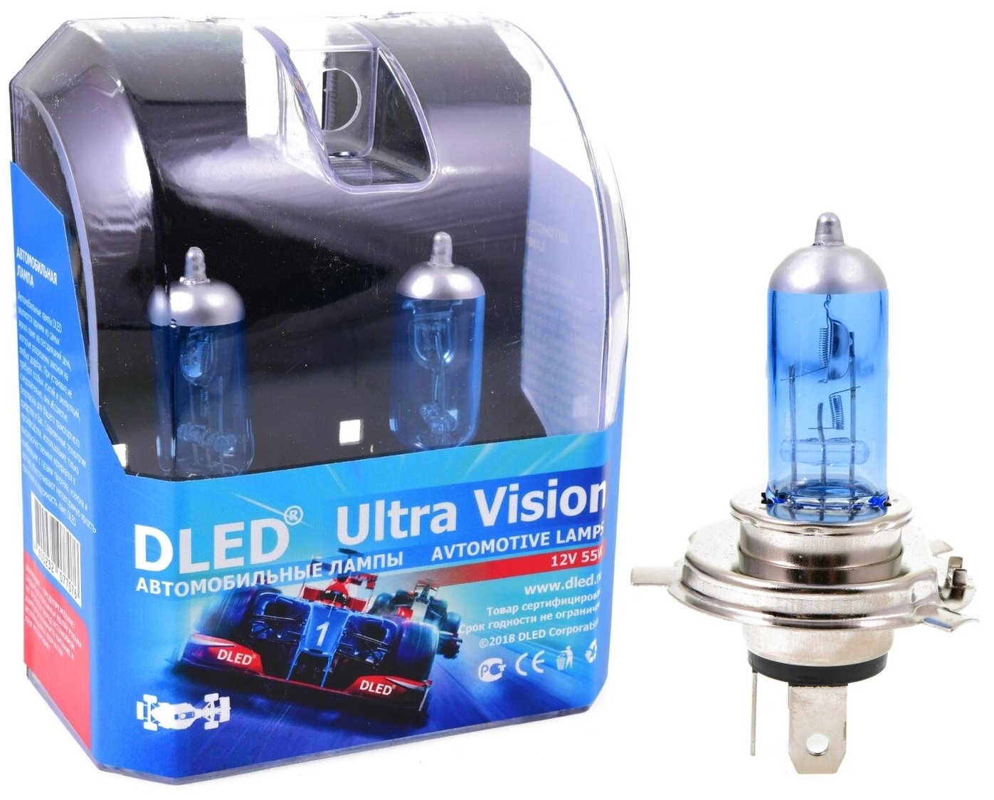 Автомобильные лампы H4 5000K DLED "Ultra Vision" (комплект 2 лампы)