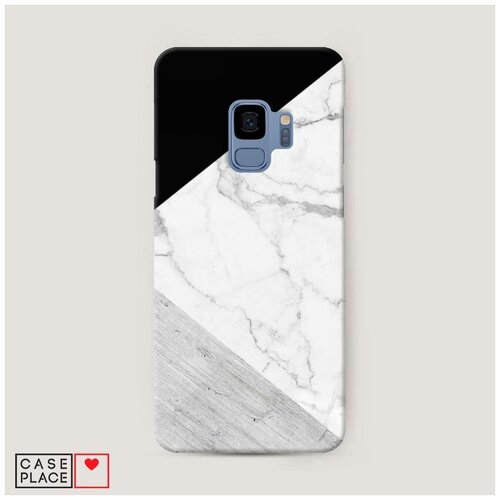 фото Чехол пластиковый samsung galaxy s9 мрамор с черной геометрией case place