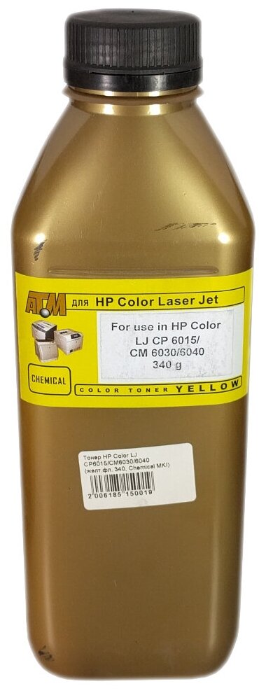 Тонер для HP Color LJ CP 6015/CM 6030/6040 (фл,340,желт,Chemical MKI) Gold ATM