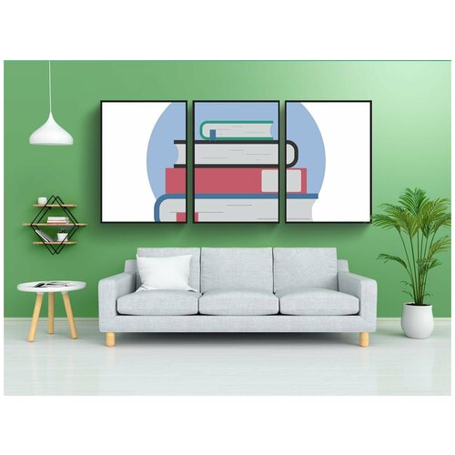 фото Набор модулных постеров для интерьера "книги, икона, значок книги" 60x90 см. в тубусе, без рамки lotsprints