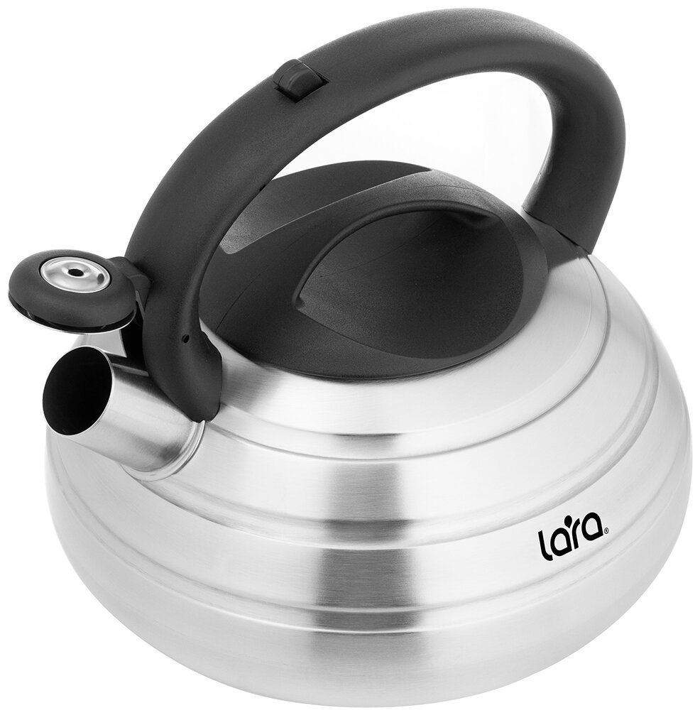 Чайник LARA LR00-80 SS (матовый) 3.0л индукц. капс. дно, свисток с кноп. механизмом - фотография № 5