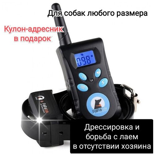Электронный ошейник для дрессировки с функцией антилай PD-520е + кулон-адресник, для любых собак