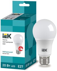 IEK Лампа светодиодная ECO A60 шар 20Вт 230В 4000К E27