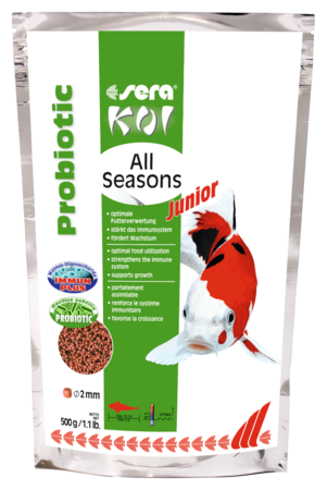 Корм для всесезонного кормления маленьких кои Sera Koi Junior All Seasons Probiotic, до 15 см, 500 гр