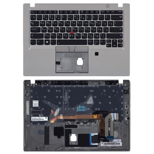Клавиатура для ноутбука Lenovo 02HM406 черная c серебристым топкейсом