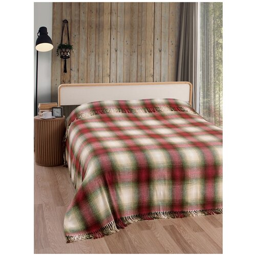 фото Плед karna турция акриловый (красный, бежевый, зеленый) "rivera" 200x220 см