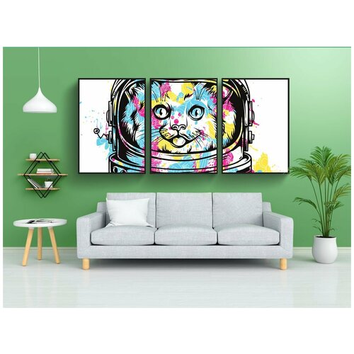 фото Набор модулных постеров для интерьера "кошка, пространство, наса" 60x90 см. в тубусе, без рамки lotsprints