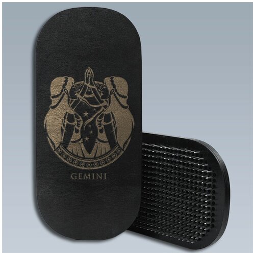 фото Доска с гвоздями садху для йоги / овал / знаки зодиака близнецы - 1462 / черная чакра