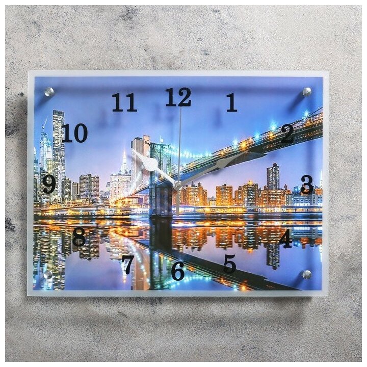 Сюжет Часы настенные, серия: Город, "Бруклинский мост", 30х40 см