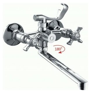 CRON Смеситель для ванны (Zn) плоский повор.излив 270мм,перекл.в корпусе,двухвентельный,хром,CN2224