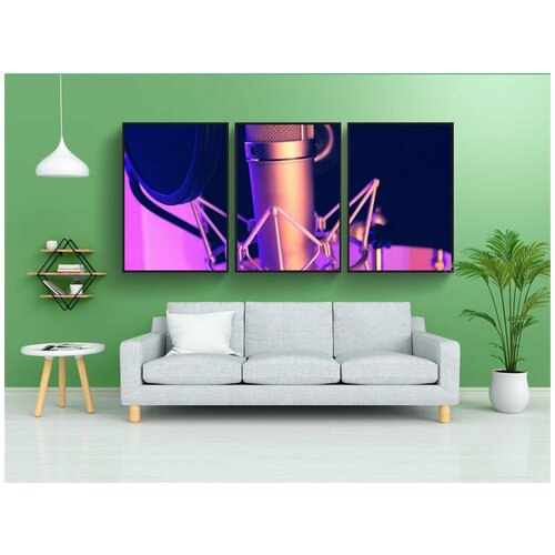 фото Набор модулных постеров для интерьера "музыка, студия, музыкальная студия" 60x90 см. в тубусе, без рамки lotsprints