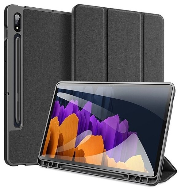 Чехол-книжка MyPads для Samsung Galaxy Tab S7 plus 12.4 SM-T970 / T975 (2020) с функцией засыпания черный