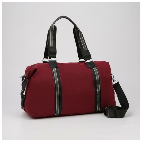 фото Сумка дорожная, отдел на молнии, наружный карман, длинный ремень, цвет бордовый mikimarket