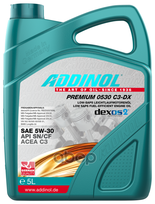 ADDINOL Addinol Premium 5w30 Ll C3, Sn/Cf / Масло Моторное Синт. (5l)