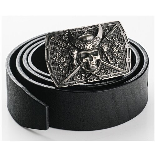 фото Ремень мужской натуральная кожа с пряжкой ручной работы самурай из латуни kubart