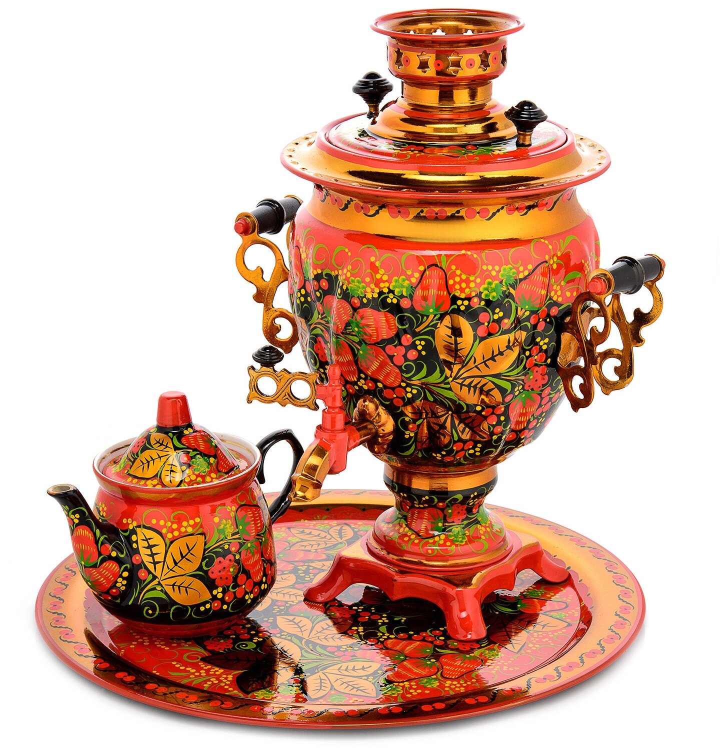 фото Самовар электрический 3л "Клубника". Хохлома