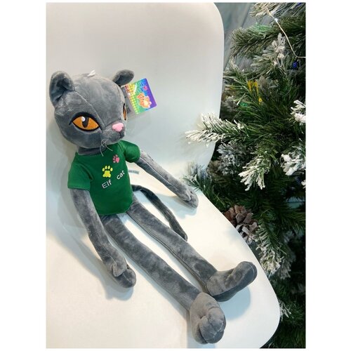 Купить Мягкая игрушка Кошка Эльф плюшевый котик / игрушка - обнимашка / 65 см серый, Toy Shop
