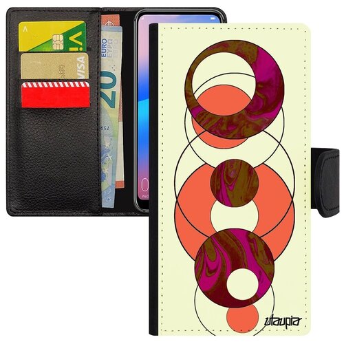фото Яркий чехол- книжка на // xiaomi redmi 6a // "круги" сфера кольца, utaupia, розовый