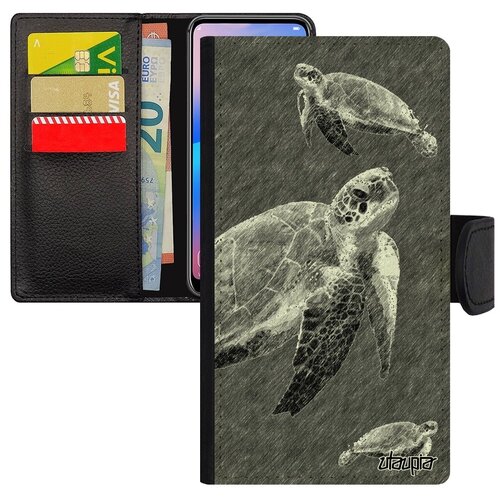 фото Стильный чехол-книжка на смартфон // apple iphone 7 plus // "черепаха" большая наземная, utaupia, серый