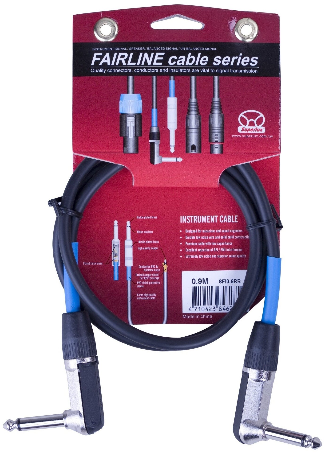 фото Кабель аудио 1xJack - 1xJack SUPERLUX SFI0.9RR